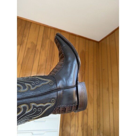 Mens Western Rodeo Boot Real Crocodile Belly Skin Leather Brown 26.5 US 8.5 - Picture 13 of 16